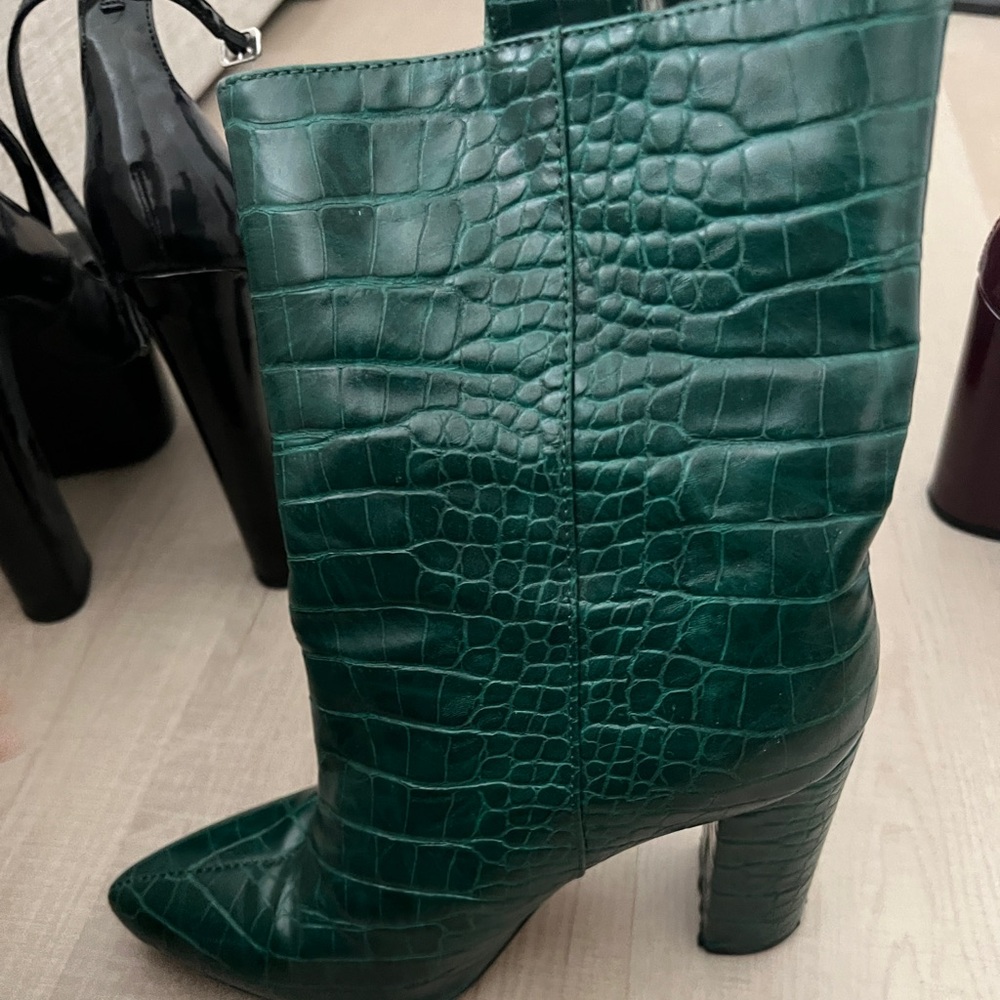 Green Crocodile Print boots